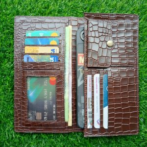 Leather long wallet Brown